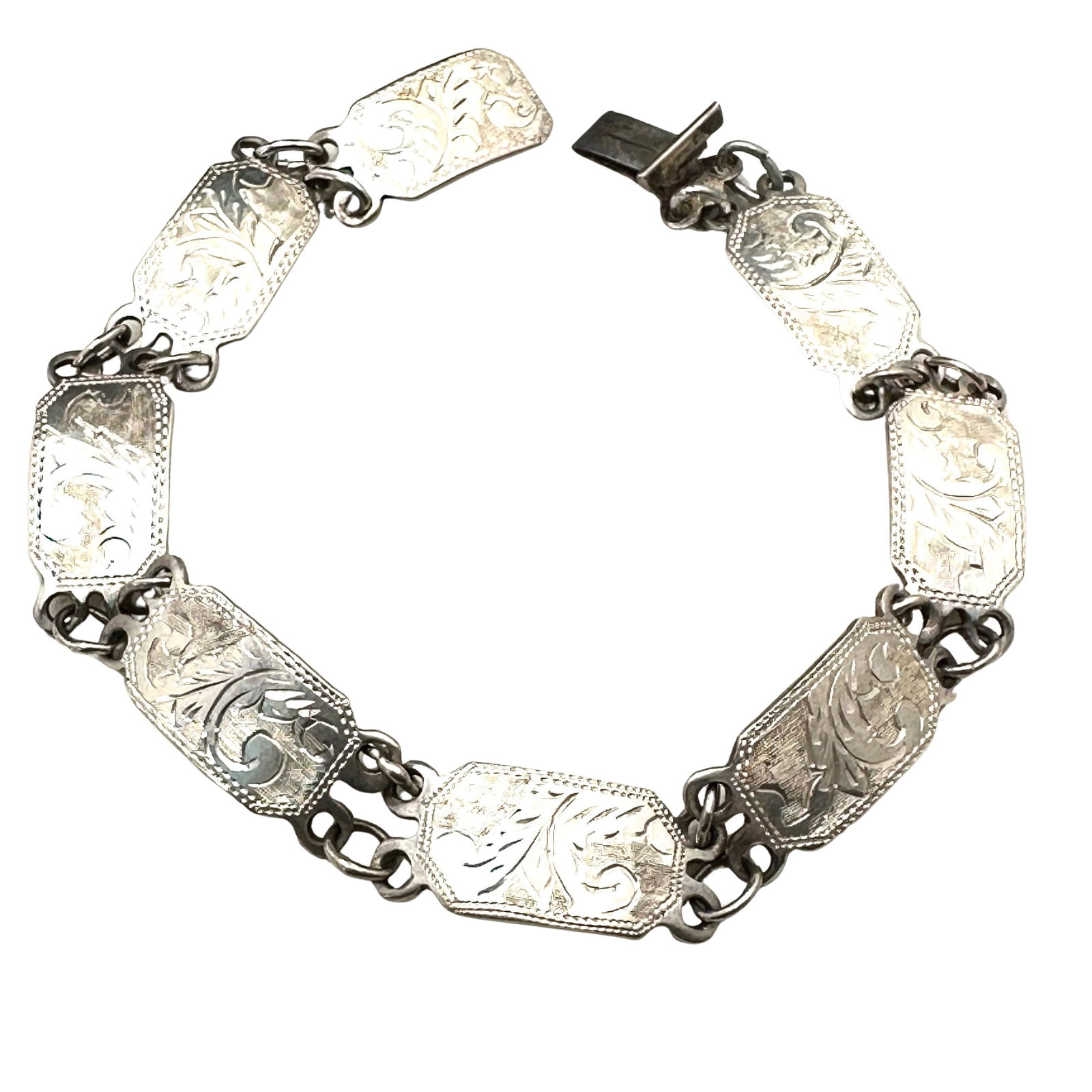 Vintage Sterling Silver Panel Bracelet 7 Inch Length: Vintage Sterling Silver Panel Bracelet 7 Inch Length