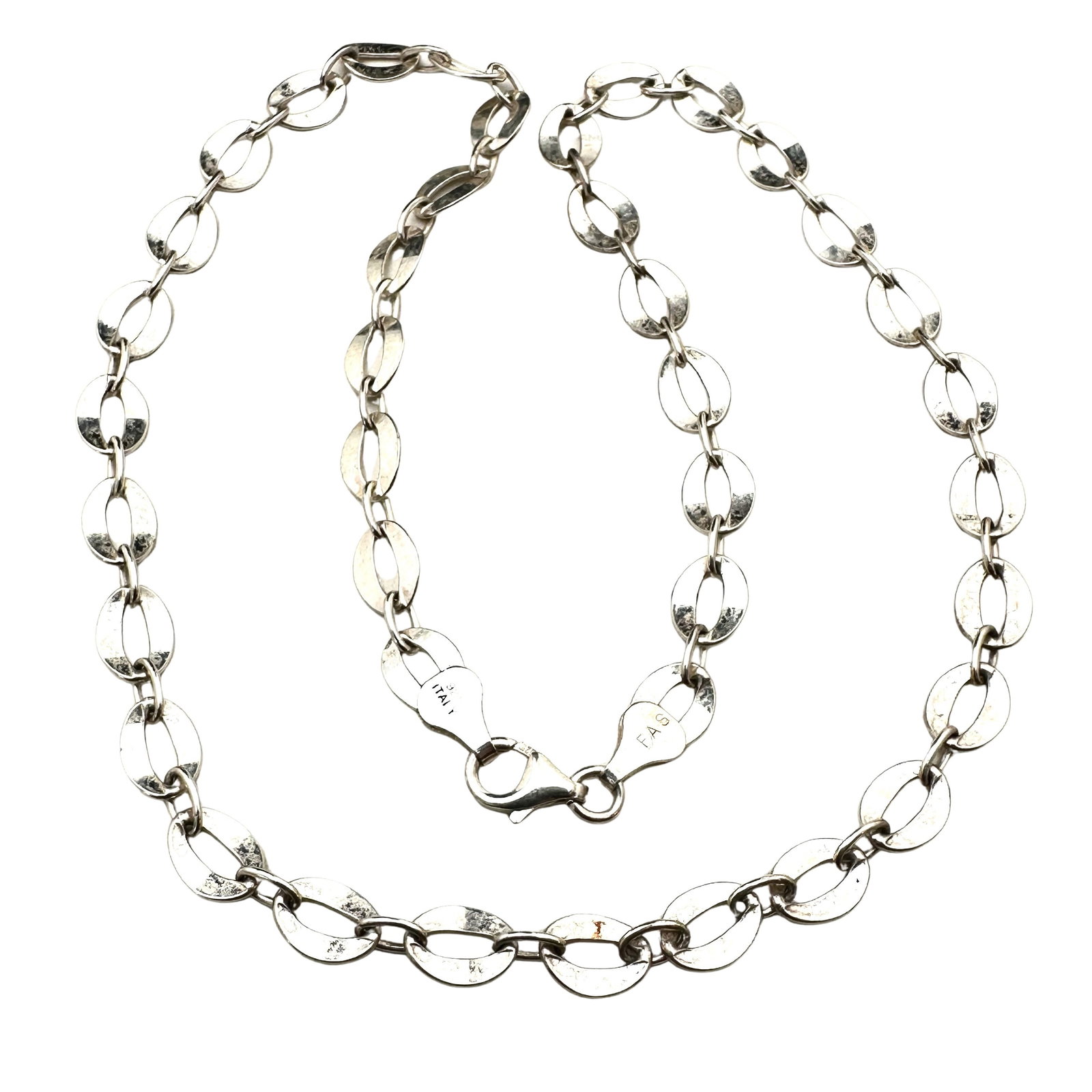 Sterling Silver Circle Link Choker Necklace 17 Inch: Sterling Silver Circle Link Choker Necklace 17 Inch