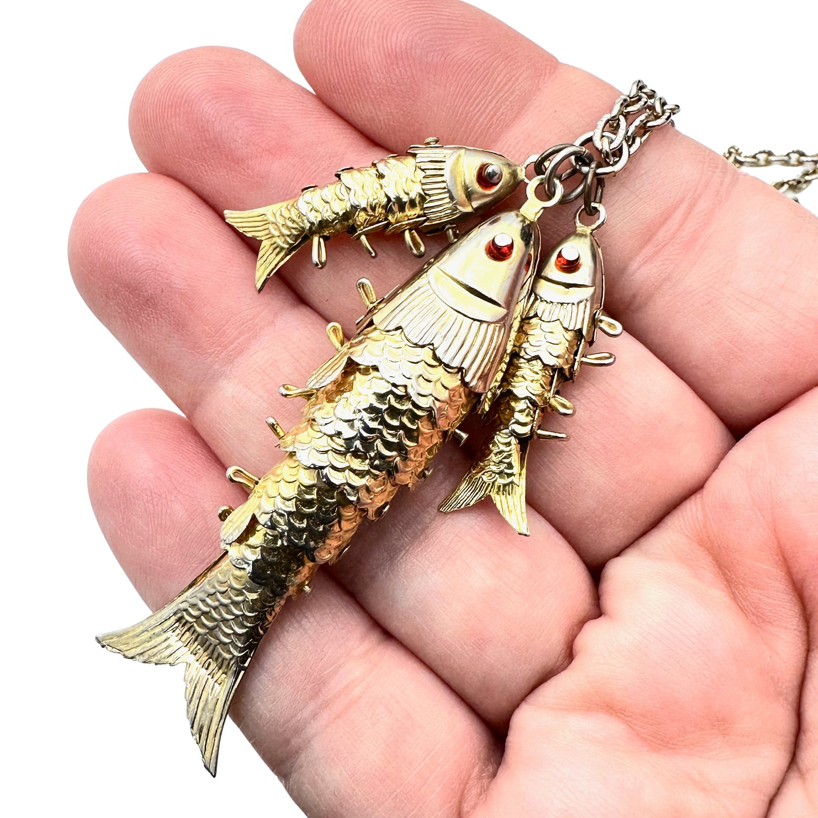 Vintage Asian Articulated Fish Gold Tone Necklace: Vintage Asian Articulated Fish Gold Tone Necklace