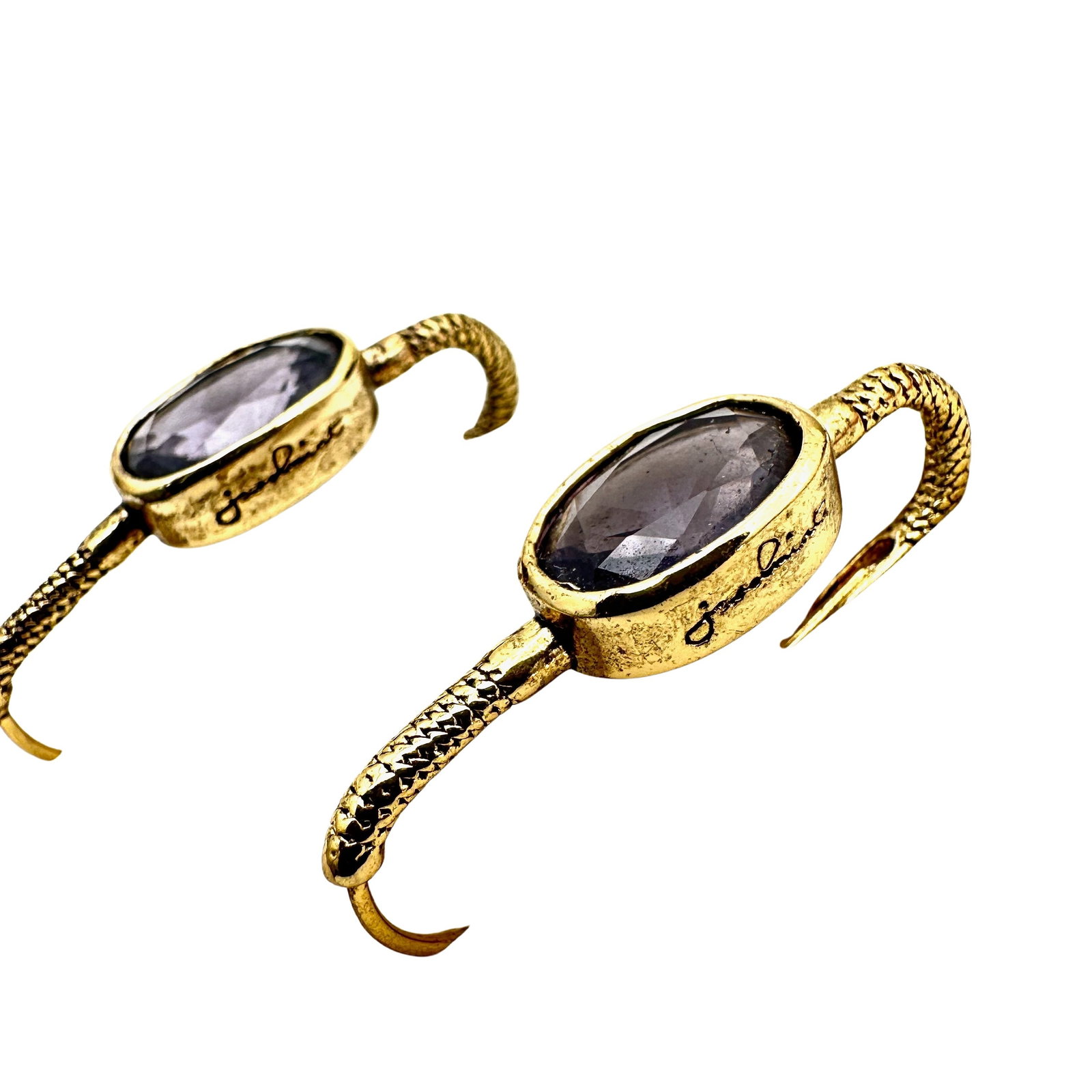 Designer JewelMint Rachel Purple Amethyst Gold Plated Pierced Earrings: Designer JewelMint Rachel Purple Amethyst Gold Plated Pierced Earrings