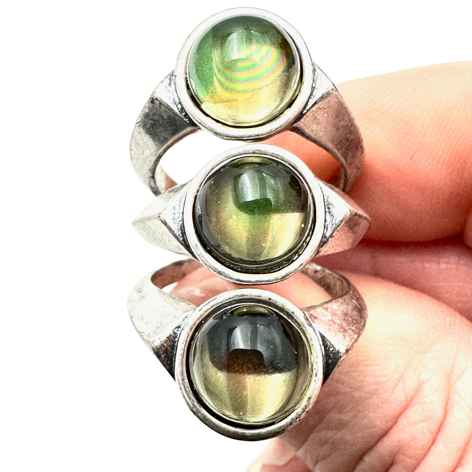 Designer Jenny Bird Mood Ring Silver Tone Size 8 (1 of 3)