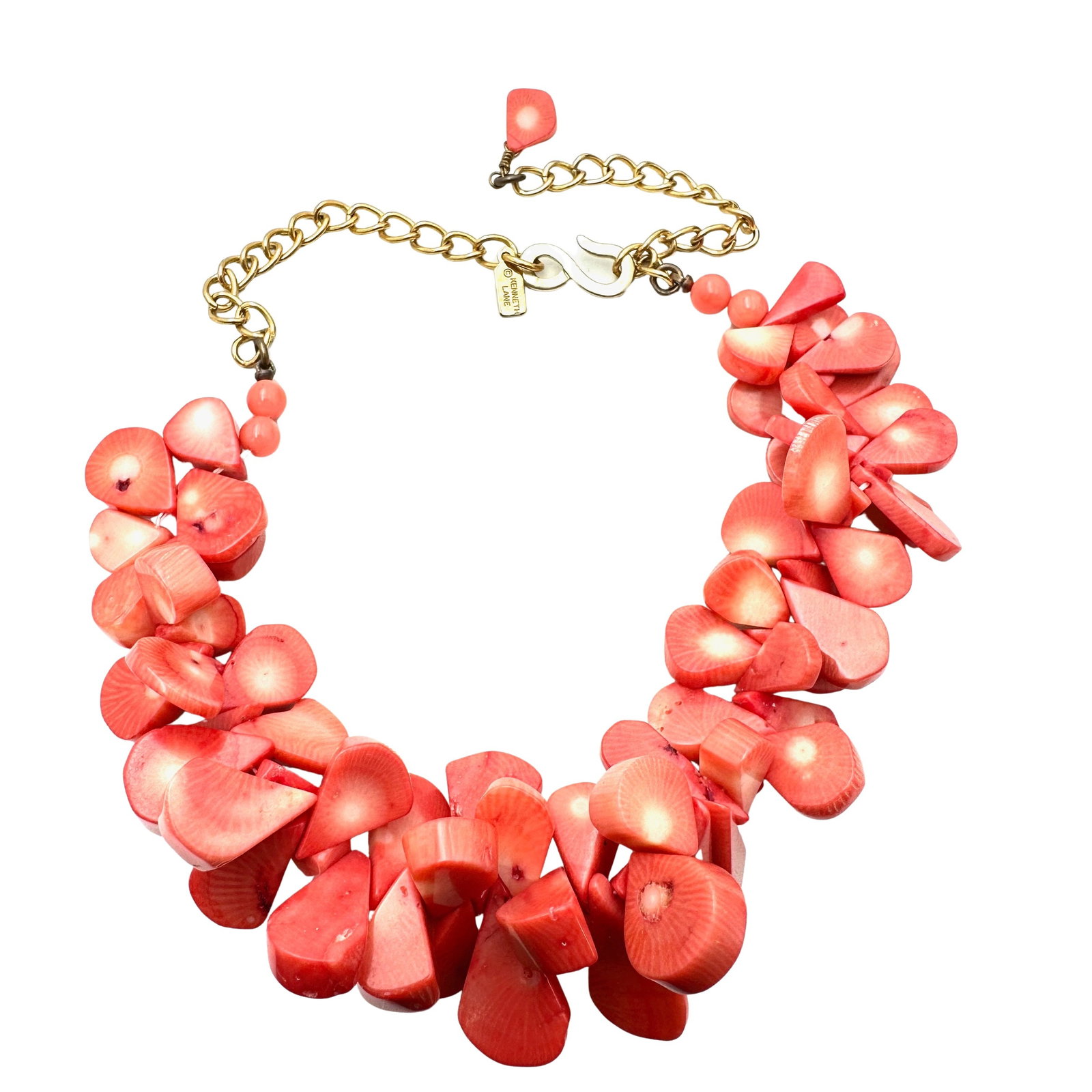 Vintage Kenneth Lane Coral Gold Tone Necklace 16 Inch: Vintage Kenneth Lane Coral Gold Tone Necklace 16 Inch