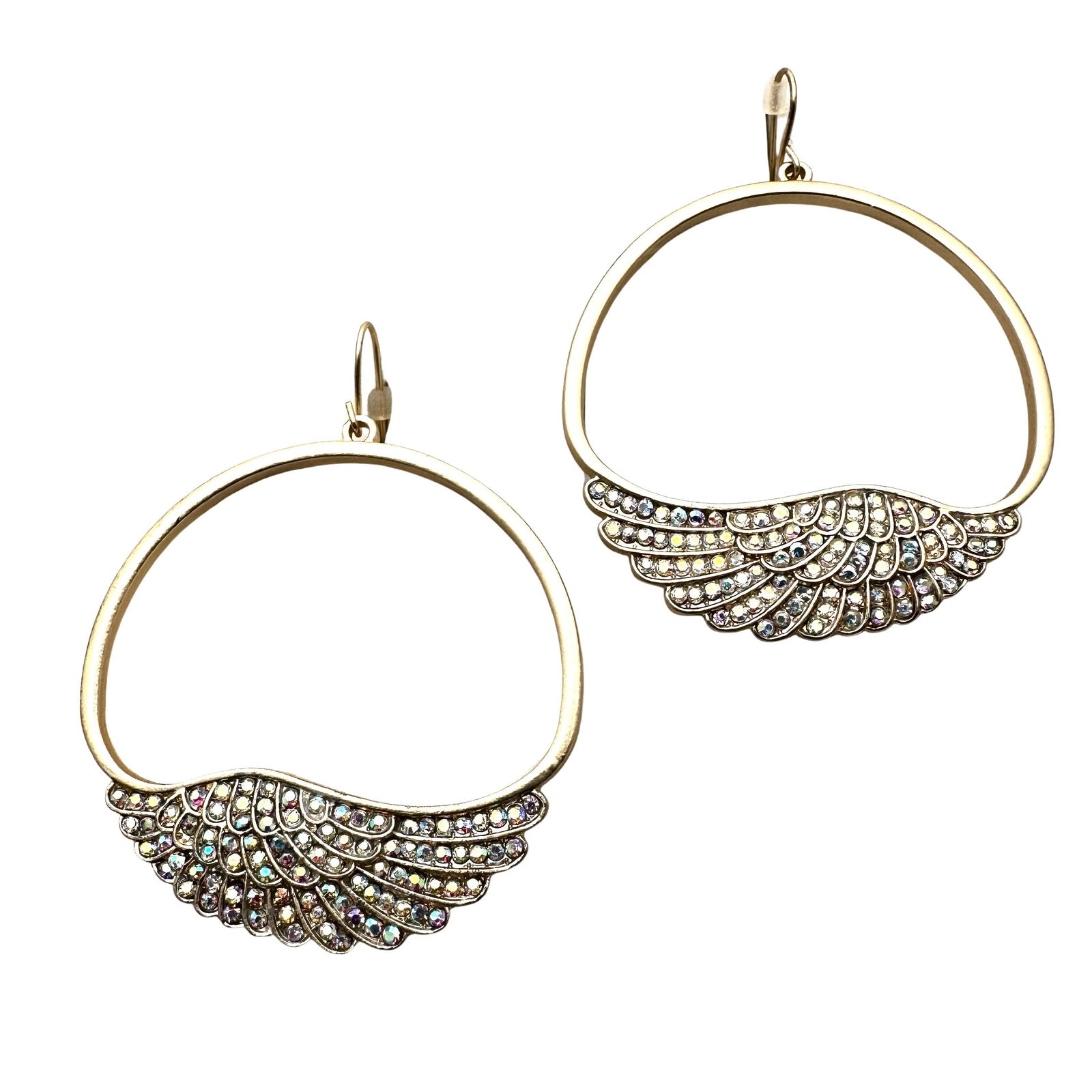 Kirks Folly Angel Wings Chandelier Pierced Earrings Gold Tone Crystals: Kirks Folly Angel Wings Chandelier Pierced Earrings Gold Tone Crystals