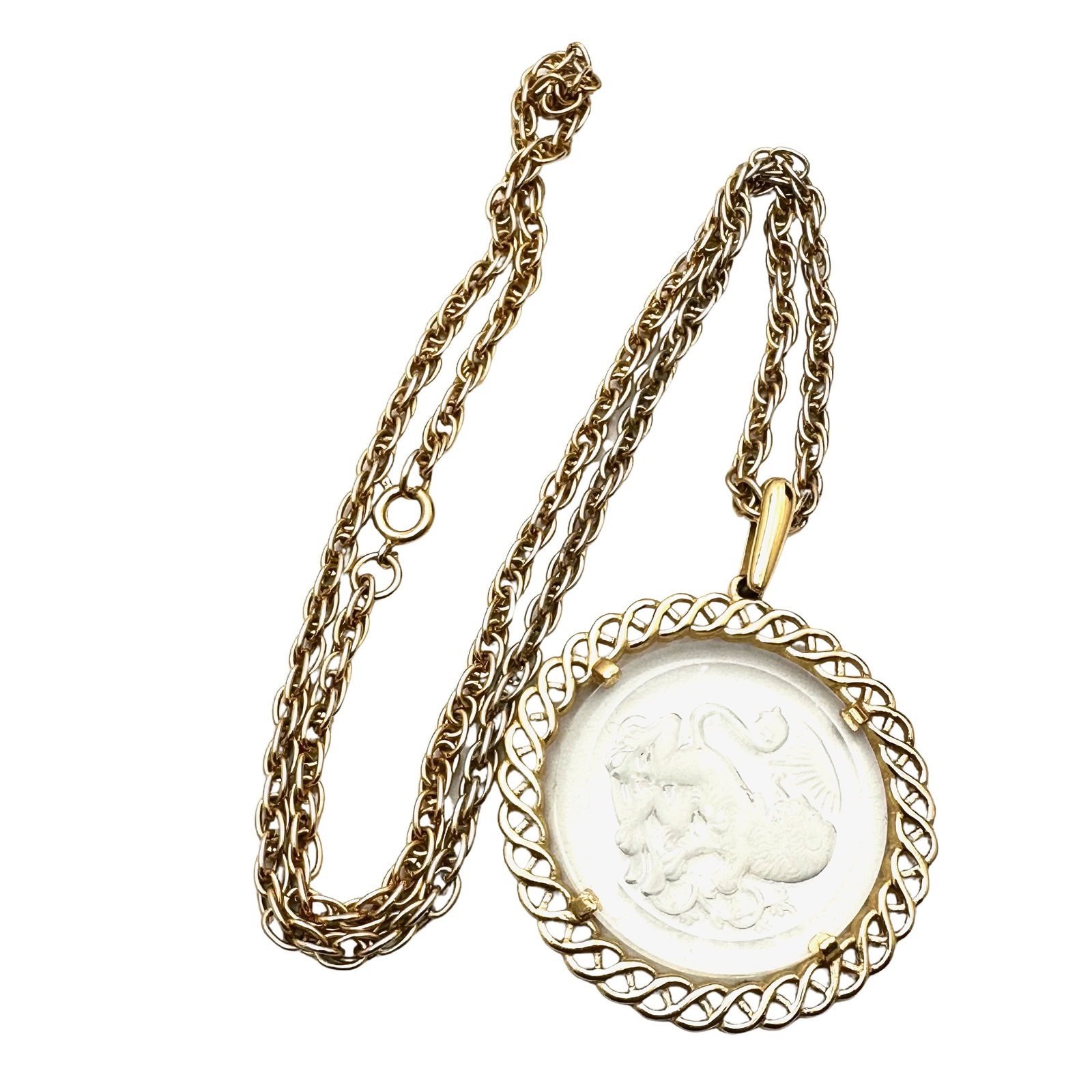 Vintage Trifari Horoscope Leo Lion Gold Tone Pendant Necklace: Vintage Trifari Horoscope Leo Lion Gold Tone Pendant Necklace