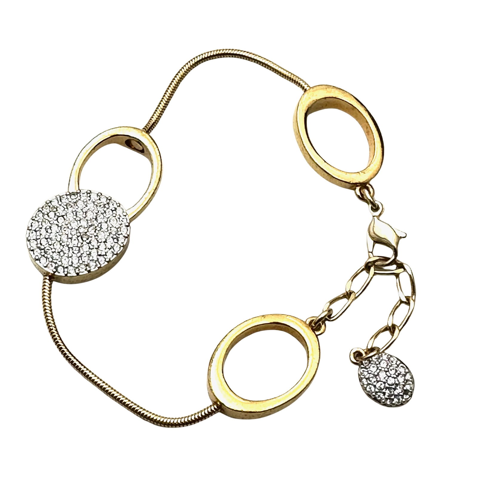 Swarovski Swan Hallmark Gold Plated Crystal Bracelet Fits Up to 8 Inch Pristine Unworn (1 of 3)