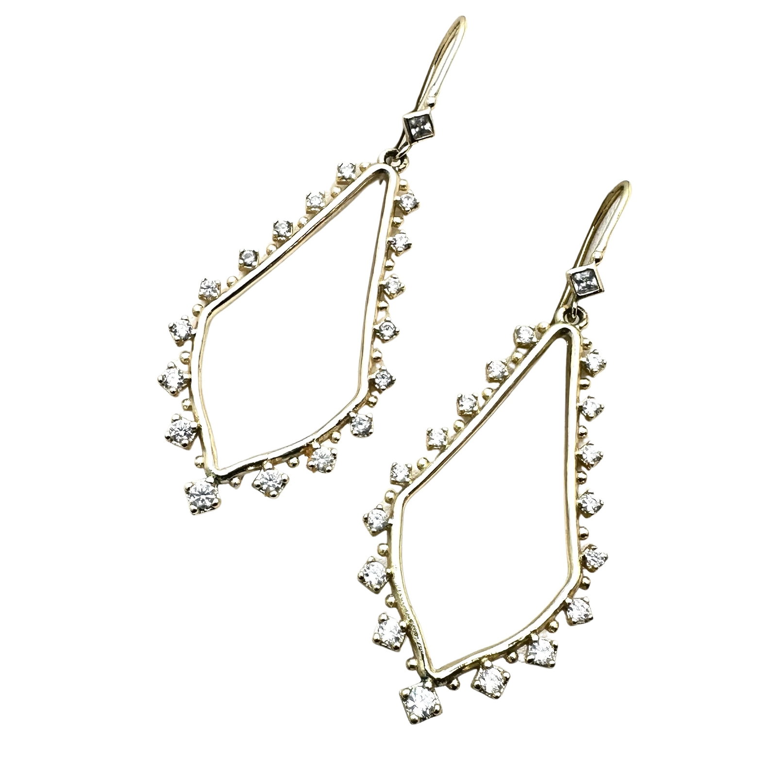 Kendra Scott Large Gold Tone Clear Crystal Pierced Earrings 2 Inch (1 of 3)