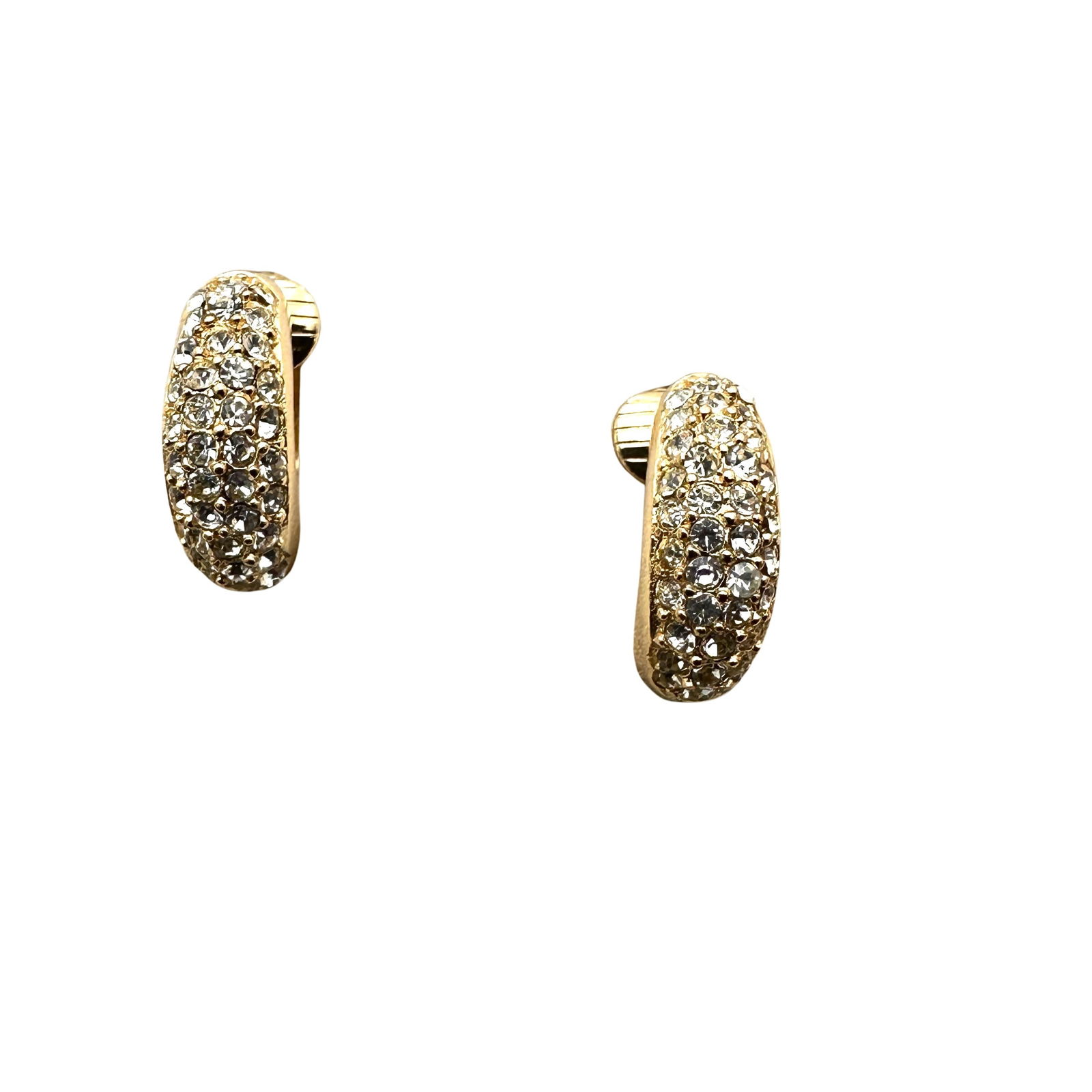 Vintage Christian Dior Clear Crystal Gold Tone Clip Earrings (1 of 3)