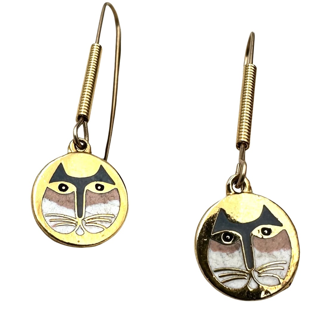 Vintage Laurel Burch Cat Design Gold tone Pierced Earrings 2 Inch: Vintage Laurel Burch Cat Design Gold tone Pierced Earrings 2 Inch
