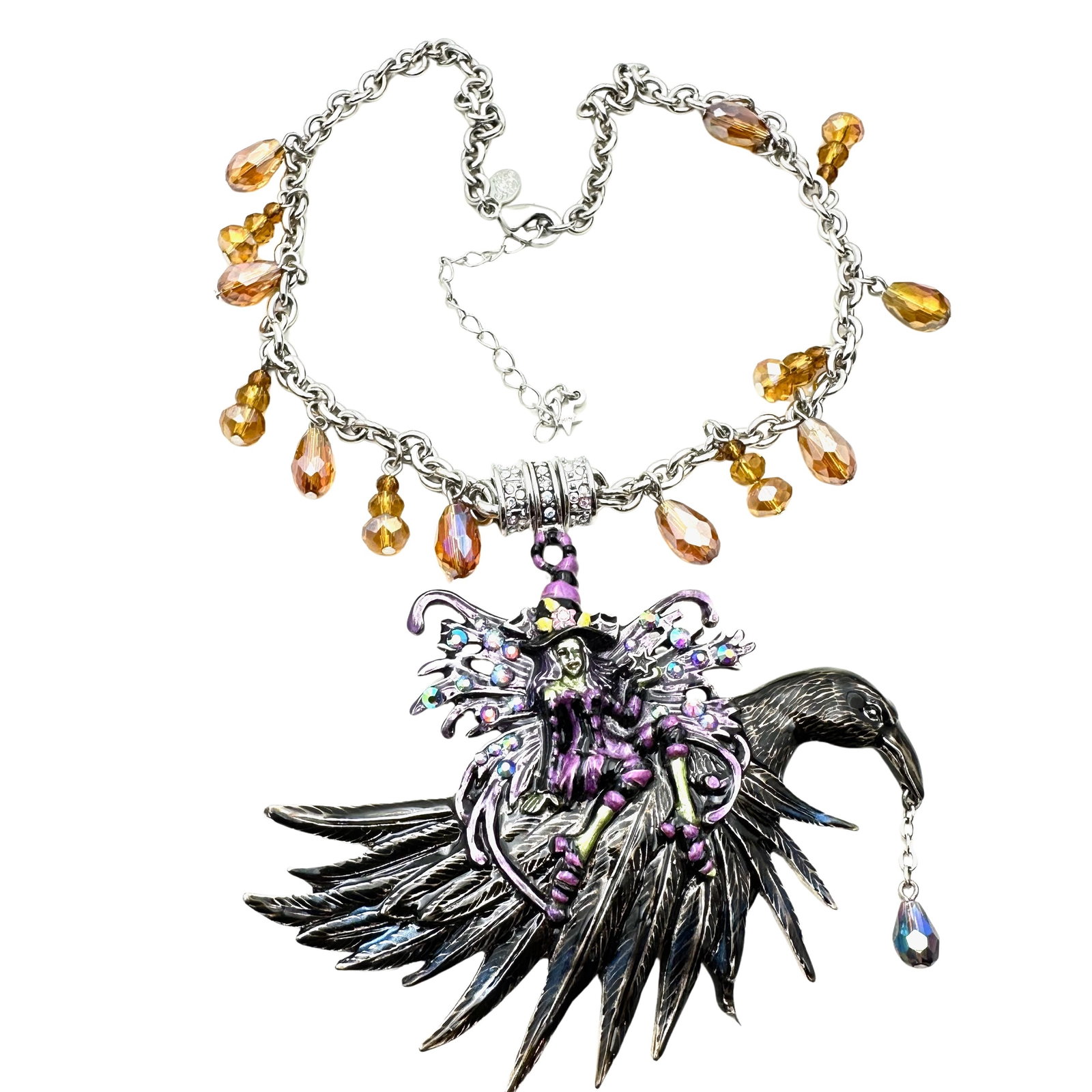 Kirks Folly Purple Witch Black Crow Magnetic Pendant Silver Tone Necklace 16 to 18 Inch: Kirks Folly Purple Witch Black Crow Magnetic Pendant Silver Tone Necklace 16 to 18 Inch