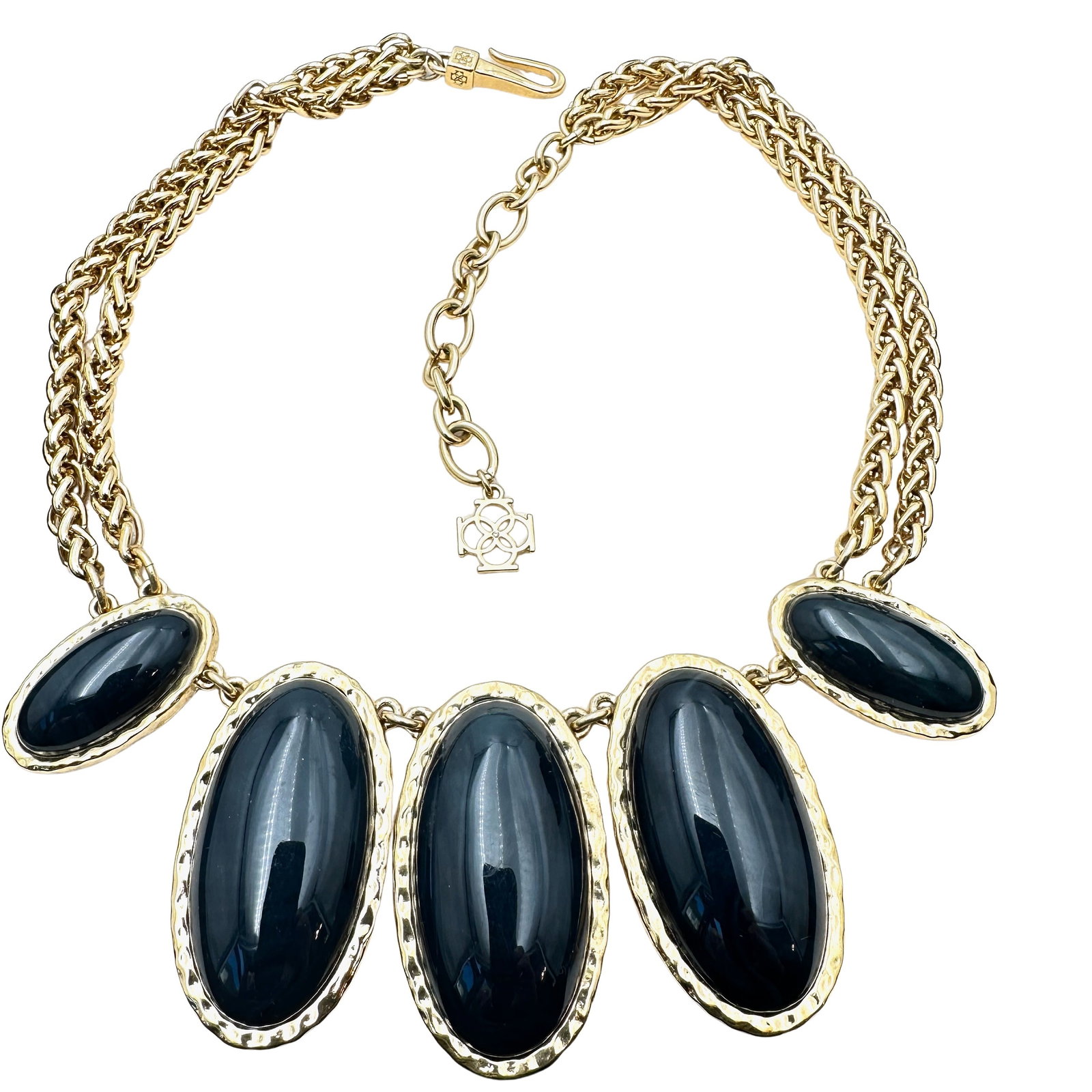 Designer Navy Blue Cabochons Double Strand Gold Chain Necklace Ann Taylor: Jewelry Group Navy Blue Cabochons Double Strand Gold Chain Necklace Ann Taylor