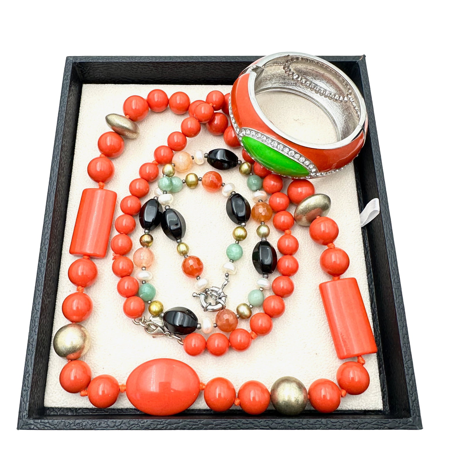 Jewelry Group Sterling Multi Gemstone Necklace Talbots Coral Color Necklace Bracelet: Jewelry Group Sterling Multi Gemstone Necklace Talbots Coral Color Necklace Bracelet