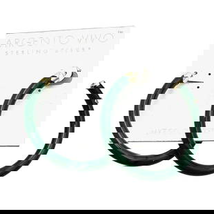Argento Vivo Gold Over Sterling Silver Large Green 2 Inch Hoop Earrings: Argento Vivo Gold Over Sterling Silver Large Green 2 Inch Hoop Earrings