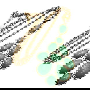 Designer Trina Turk Large 5 Inch Green Pendant Gold Tone Necklace 28 Inch Chain: Designer Trina Turk Large 5 Inch Green Pendant Gold Tone Necklace 28 Inch Chain