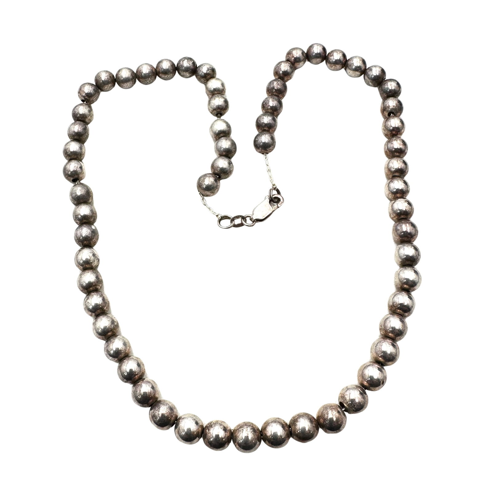 Vintage Sterling Silver Bead Necklace 7mm Beads 18 Inch 20 Grams (1 of 2)