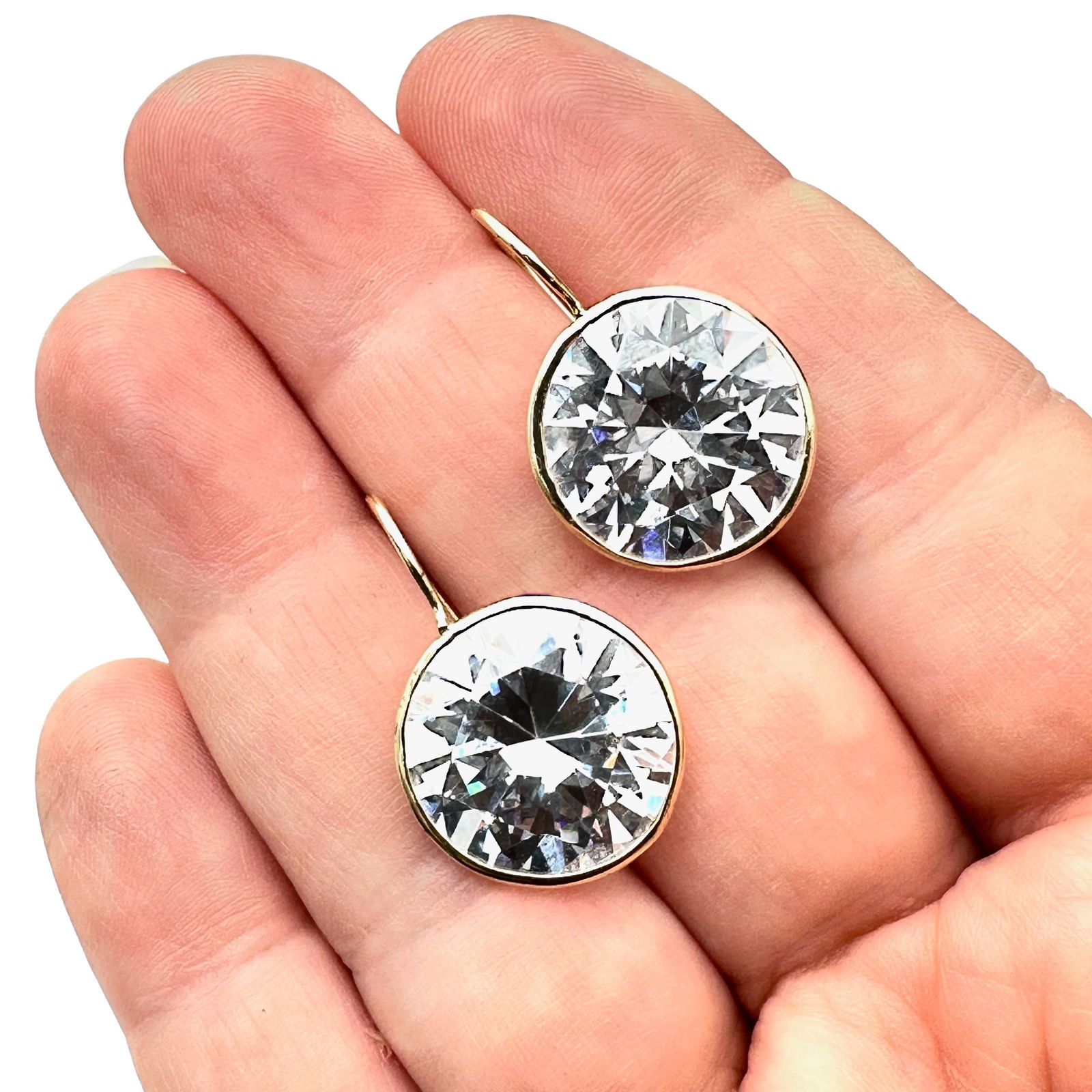 Gold Over Sterling Silver Crystal Pierced Earrings: Gold Over Sterling Silver Crystal Pierced Earrings