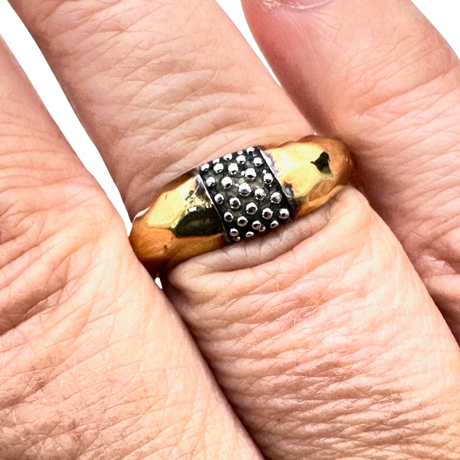 Michael Dawkins Gold Over Sterling Silver Hammered Ring Band Size 9 (1 of 2)