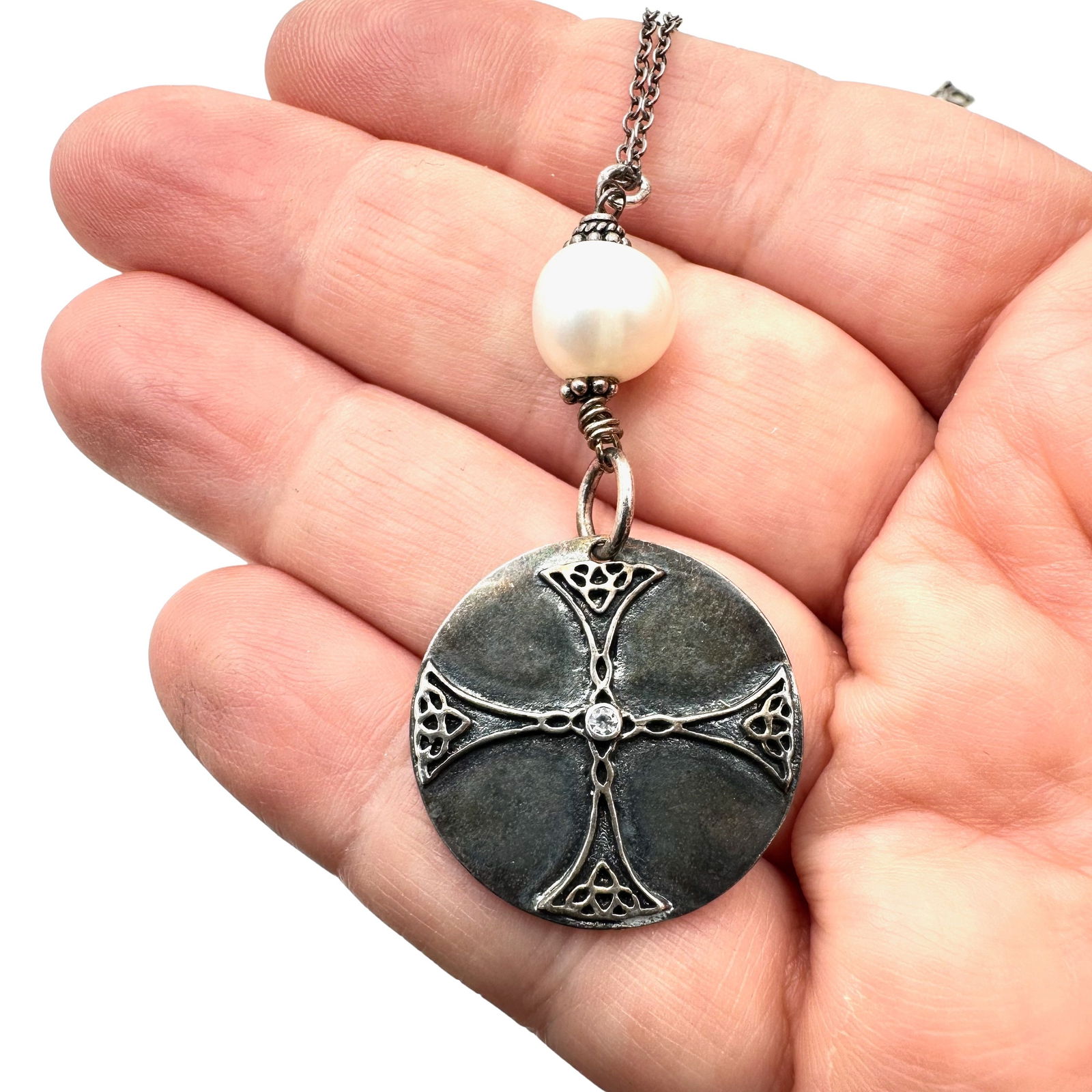 RB Sterling Silver Maltese Cross Pendant Necklace Viking Norse (1 of 2)