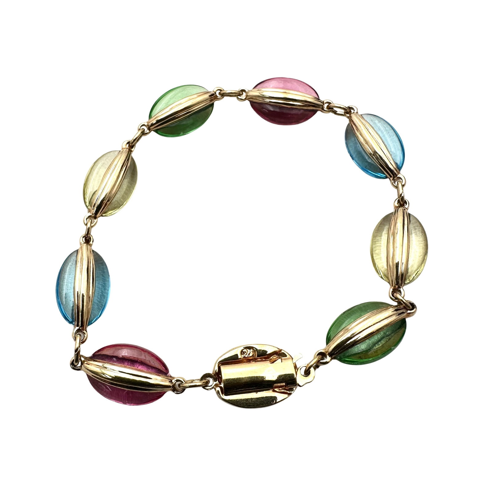 Vintage Swarovski Swan Hallmark Pastel Crystal Gold Plated Bracelet 7.5 Inch: Vintage Swarovski Swan Hallmark Pastel Crystal Gold Plated Bracelet 7.5 Inch