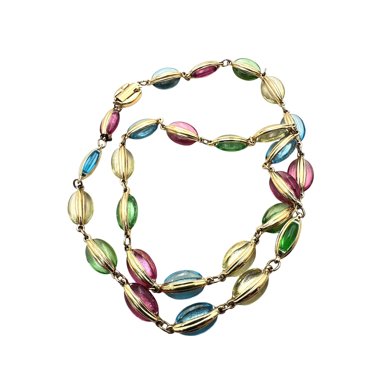 Vintage Swarovski Swan Hallmark Pastel Crystal Gold Plated Necklace 22 Inch: Vintage Swarovski Swan Hallmark Pastel Crystal Gold Plated Necklace 22 Inch