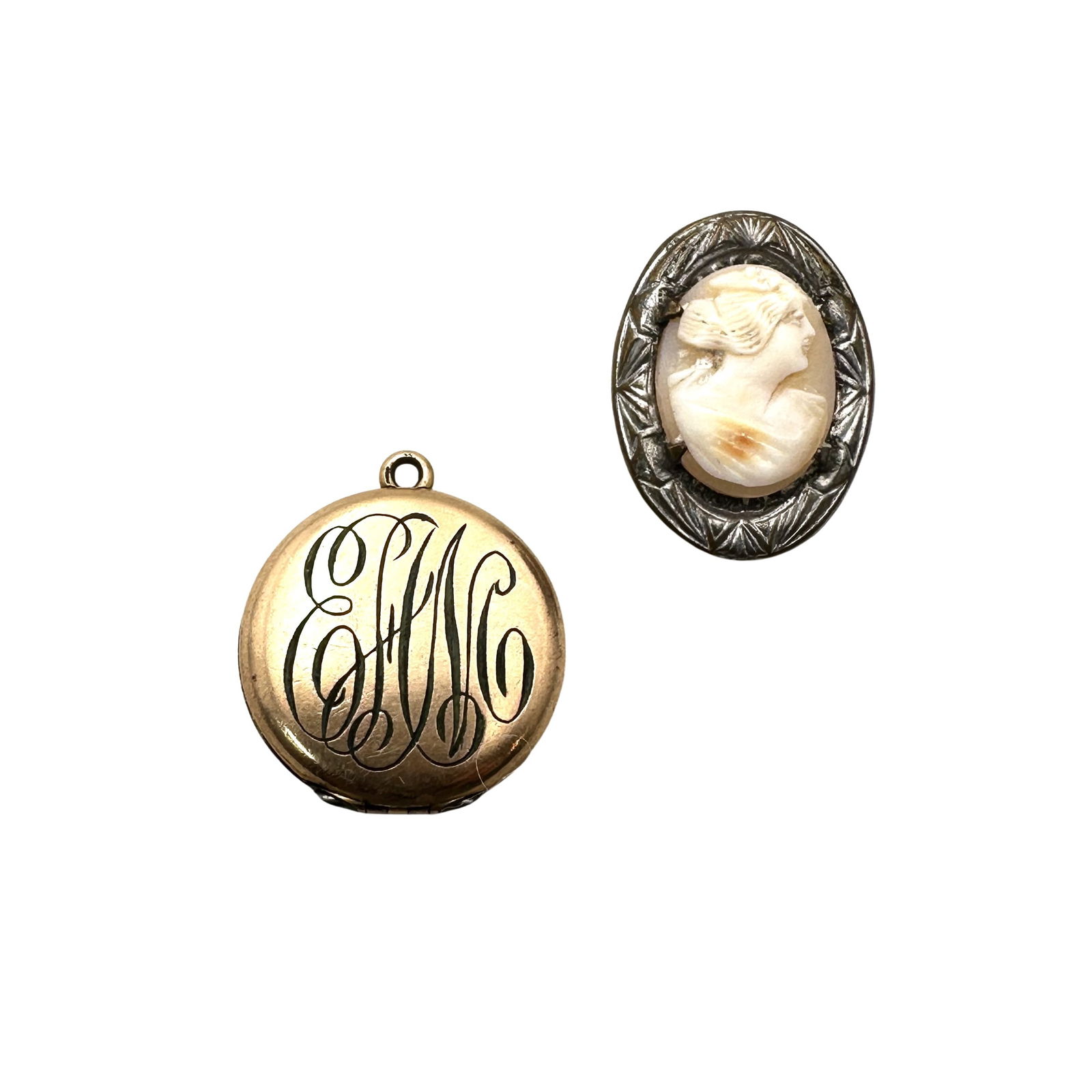 Vintage Group Cameo Brooch Gold Filled Locket Pendant (1 of 2)