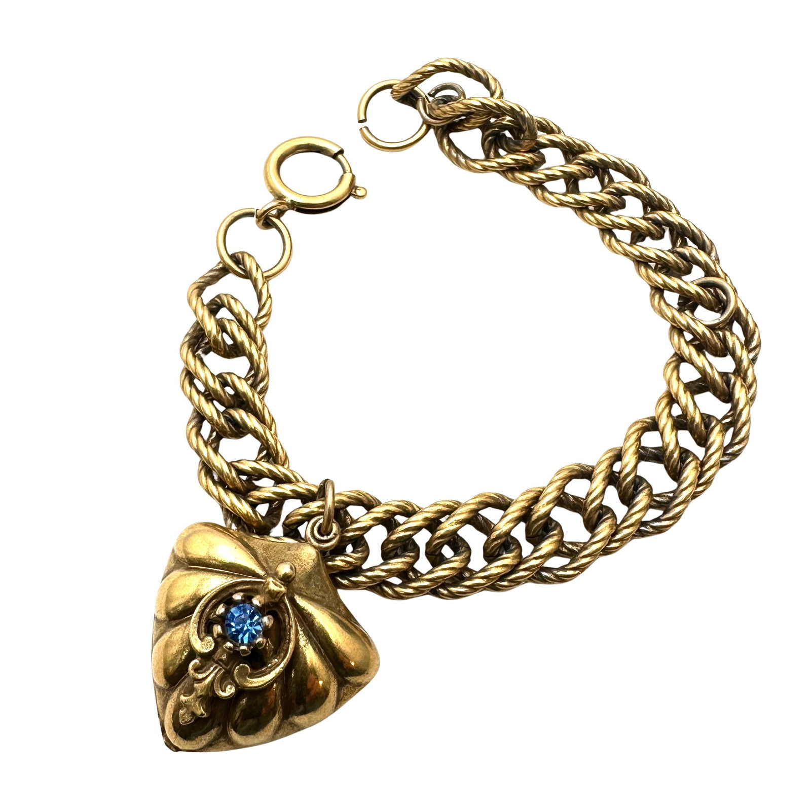Vintage Germany Gold Tone Heart Charm Bracelet 7 Inch: Vintage Germany Gold Tone Heart Charm Bracelet 7 Inch