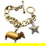 Juicy Couture Dachshund Dog Gold Tone Charm Bracelet 7.5 Inch