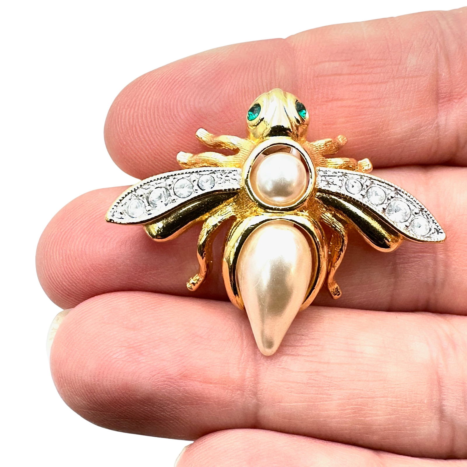 Vintage Joan Rivers Bee Brooch Pin Gold Tone Faux Pearl (1 of 2)