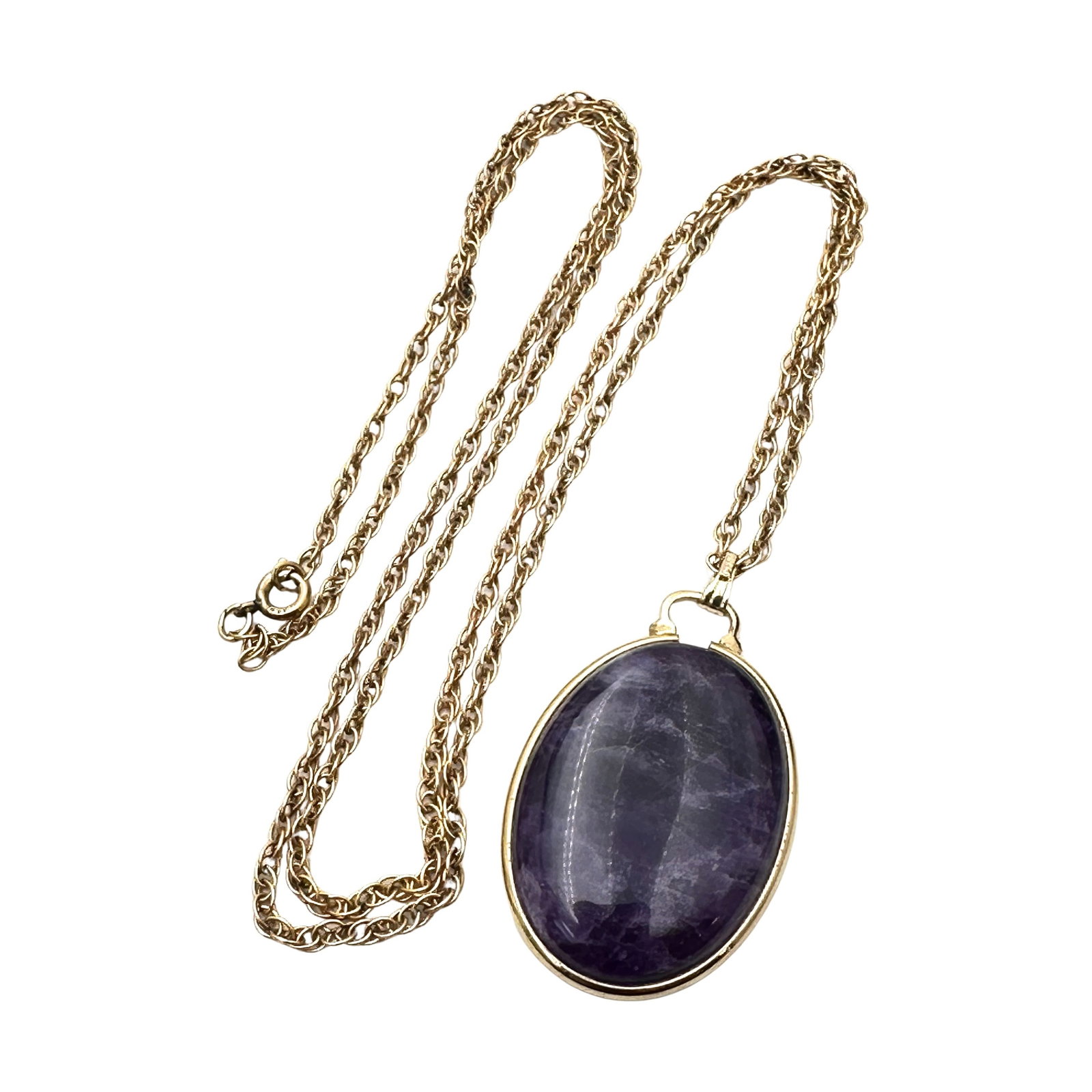 Vintage Gold Filled Amethyst Pendant Necklace 24 Inch Chain: Vintage Gold Filled Amethyst Pendant Necklace 24 Inch Chain