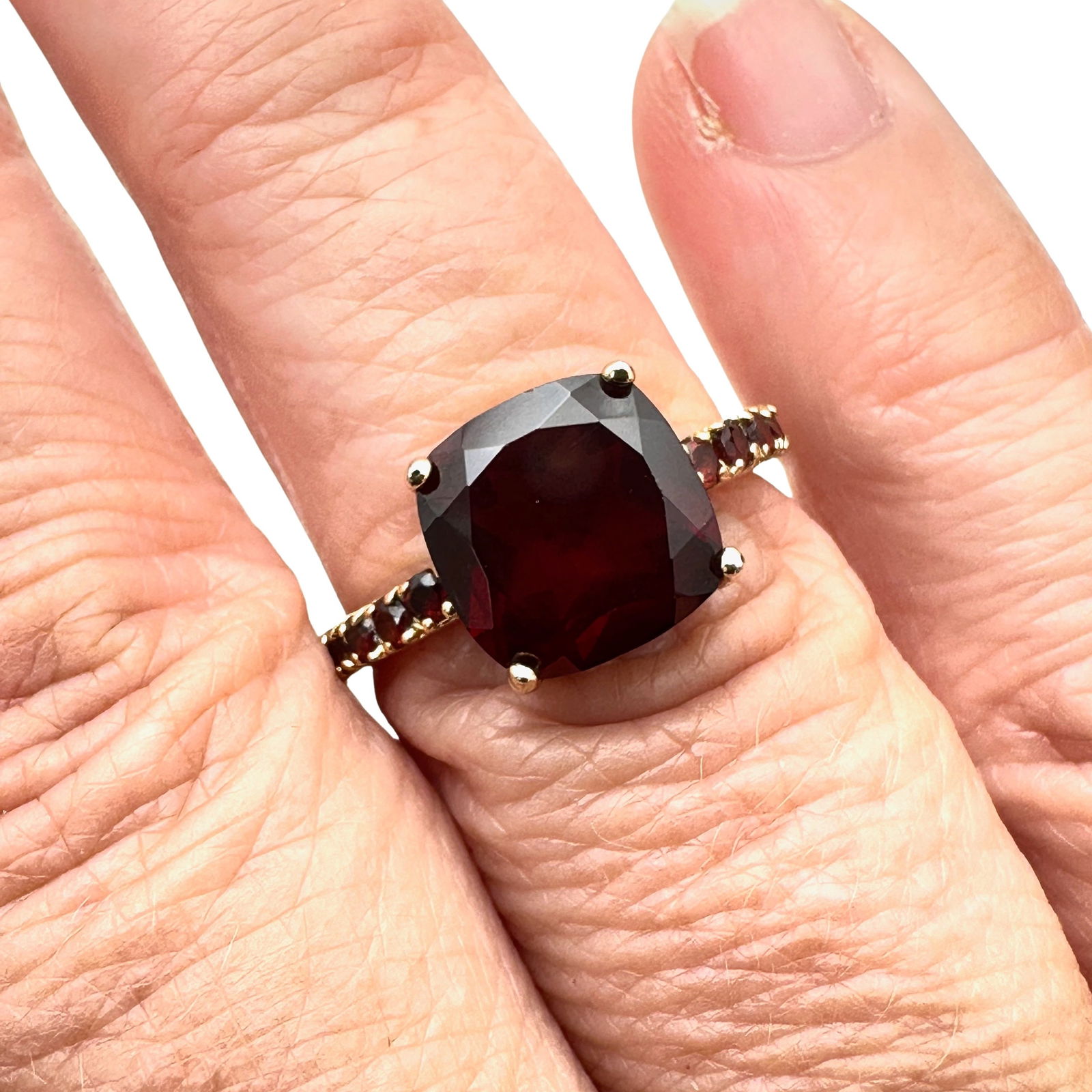 Gold Over Sterling Silver Garnet Ring Size 8 (1 of 2)
