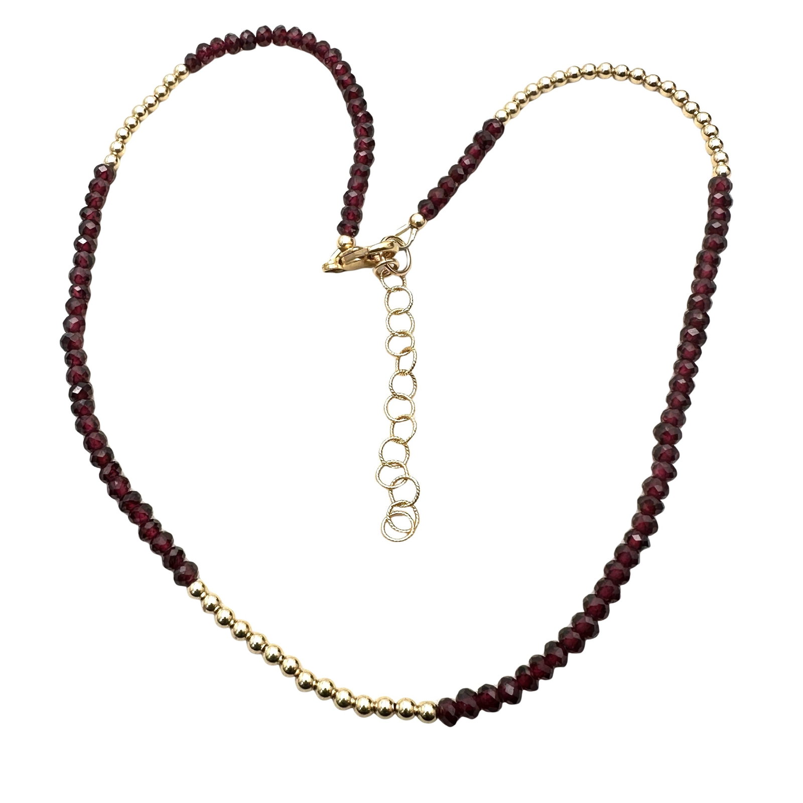 Gold Filled Garnet Bead Necklace 16 to 18 Inch: Gold Filled Garnet Bead Necklace 16 to 18 Inch