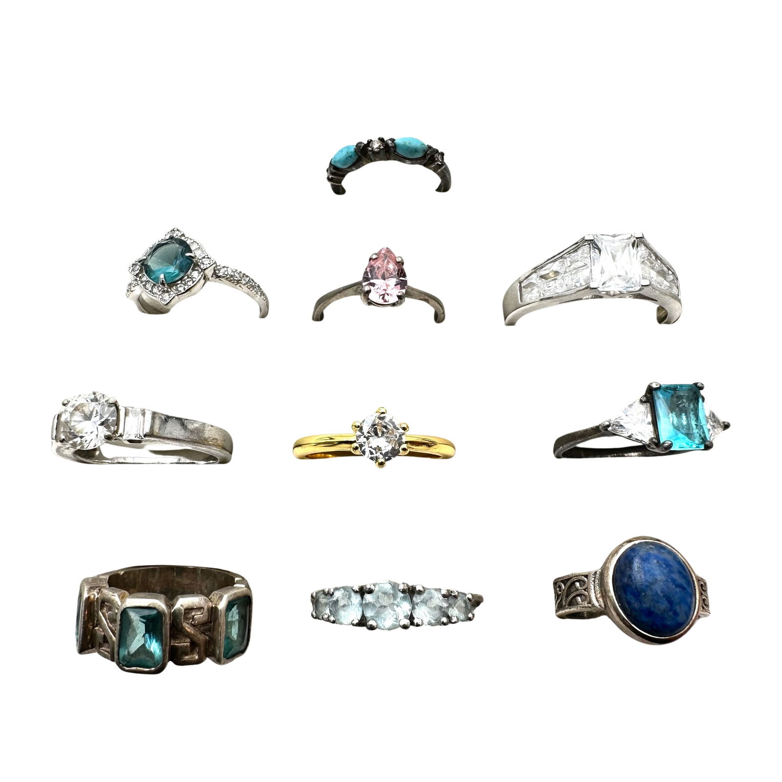 Jewelry Group Sterling Silver Ring Lot 38 Grams Gemstsones CZ Bands (1 of 2)