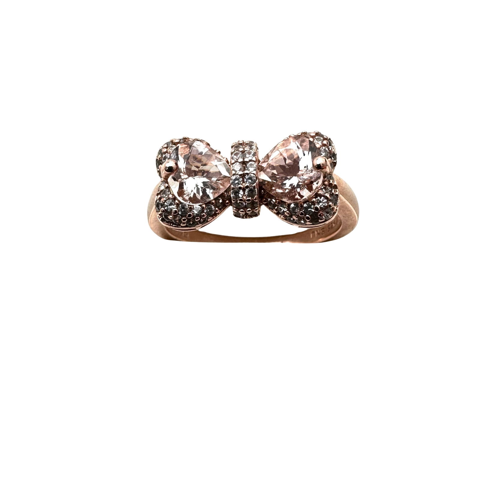 Rose Gold Over Sterling Silver Morganite Gemstone Ring Size 9 (1 of 2)
