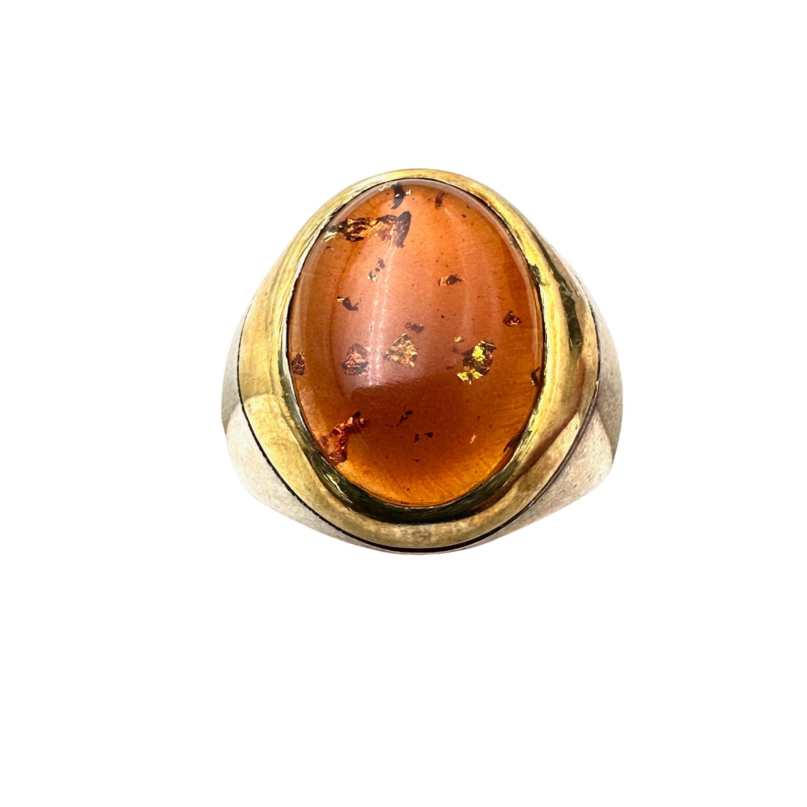 Vintage Sterling Silver Brass Amber ring Size 11 (1 of 2)