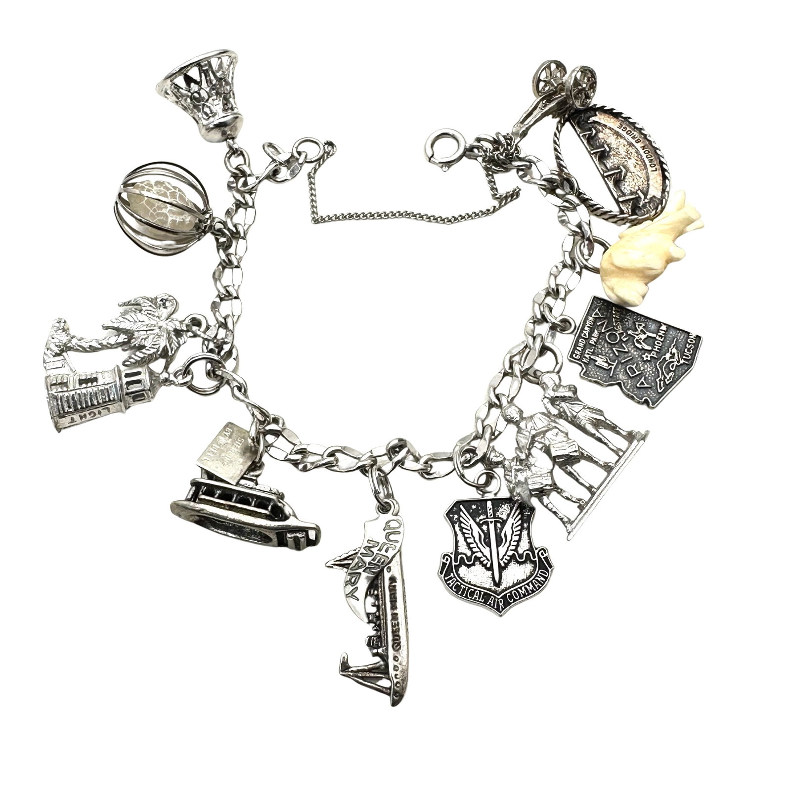 Vintage Sterling Silver Charm Bracelet 7 Inch 37 Grams: Vintage Sterling Silver Charm Bracelet 7 Inch 37 Grams