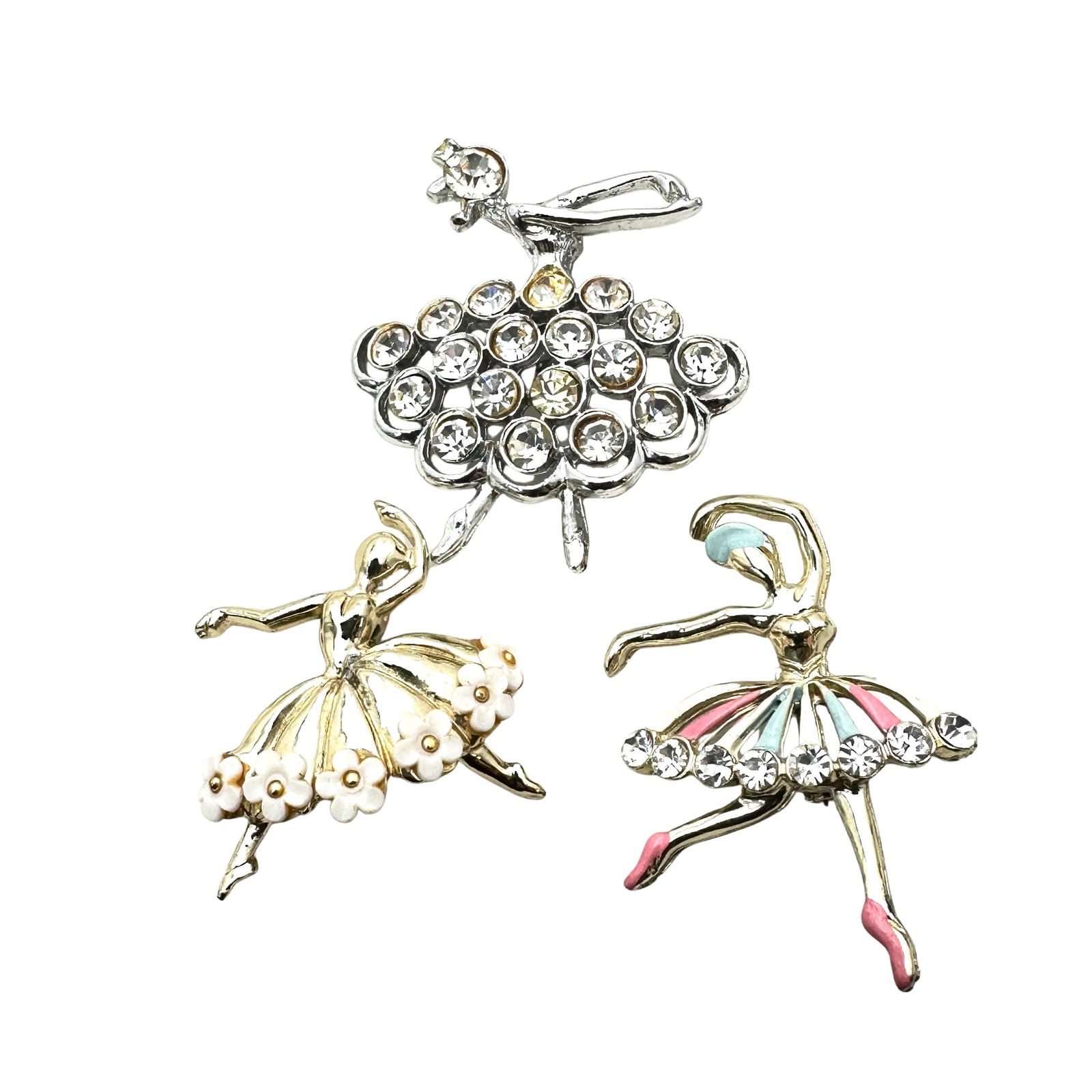 Vintage Jewelry Group Ballerina Brooch Pin Lot Rhinestone Enamel (1 of 2)