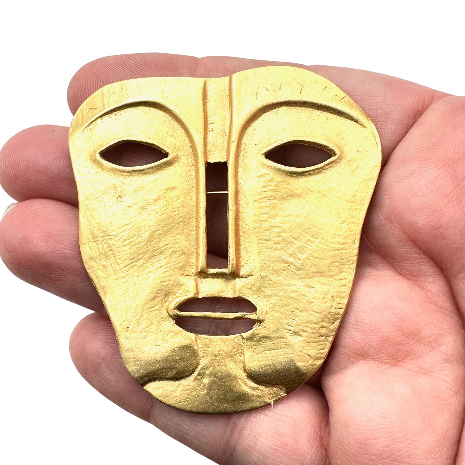 Vintage Museum Replica Gold Tone Mask Brooch Pin (1 of 2)