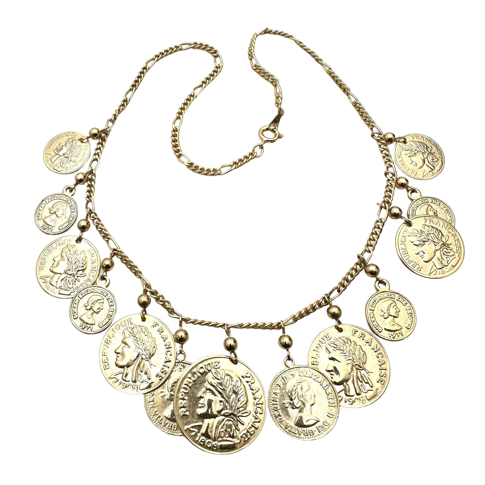 Vintage Gold Tone Ancient Roman Coin Necklace 18 Inch Length (1 of 2)