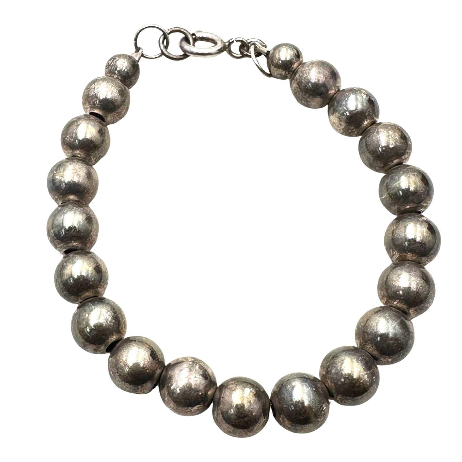 Vintage Sterling Silver Bead Bracelet 6.5 Inch (1 of 2)