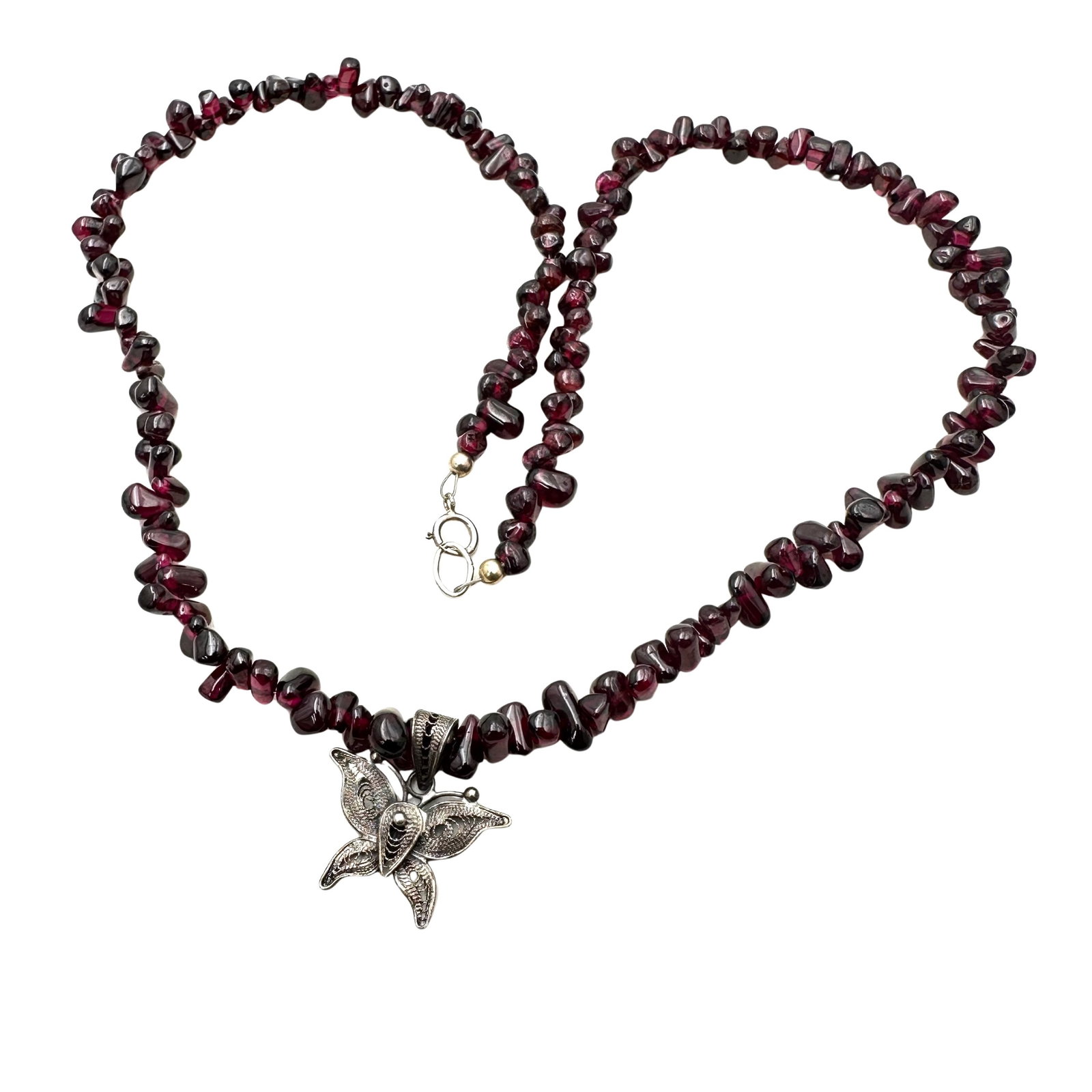 Garnet Bead Sterling Silver Pendant Necklace 18 Inch: Garnet Bead Sterling Silver Pendant Necklace 18 Inch