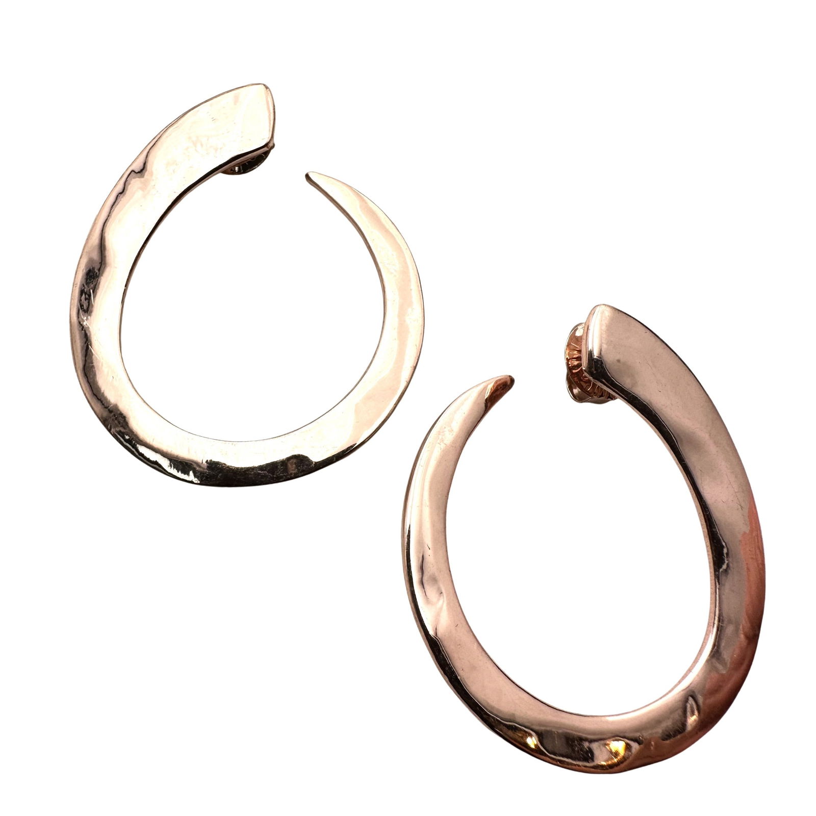 RLM Robert Lee Morris Hammered Rose Gold Tone Earrings Pierced 2 Inch: RLM Robert Lee Morris Hammered Rose Gold Tone Earrings Pierced 2 Inch