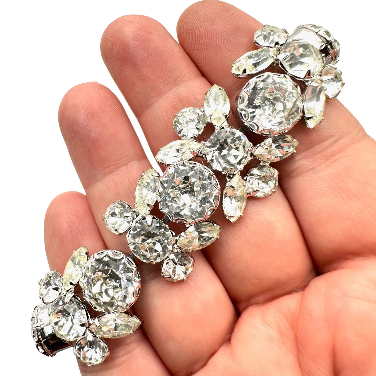 Vintage Weiss Clear Glass Rhinestone Silver Tone Bracelet 7 Inch (1 of 2)