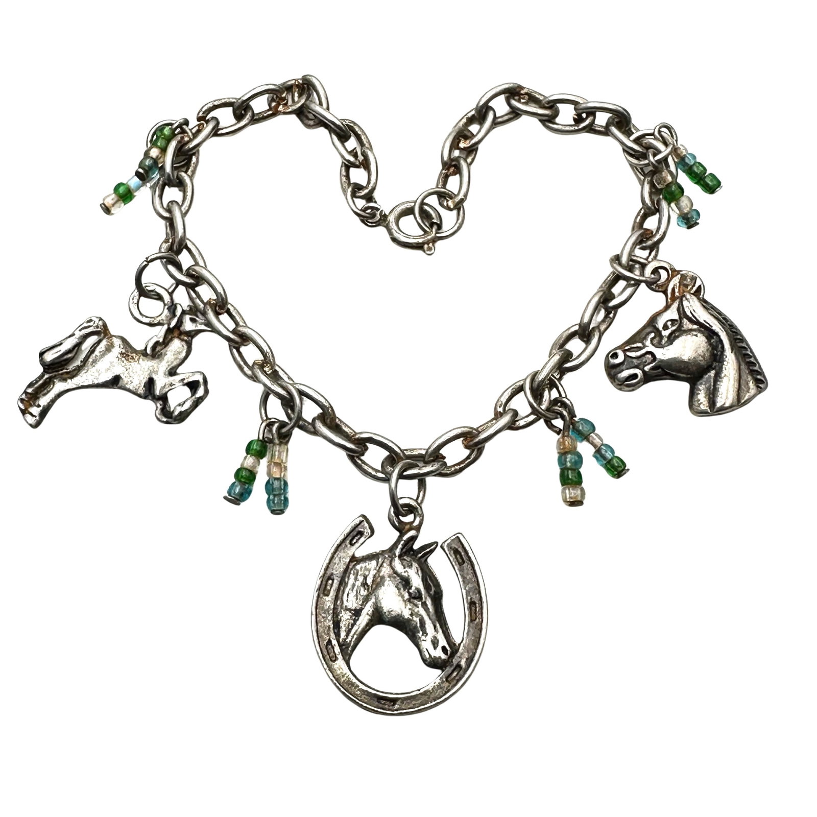 Vintage Horse Equestrian Charm Bracelet Silver: Vintage Horse Equestrian Charm Bracelet Silver