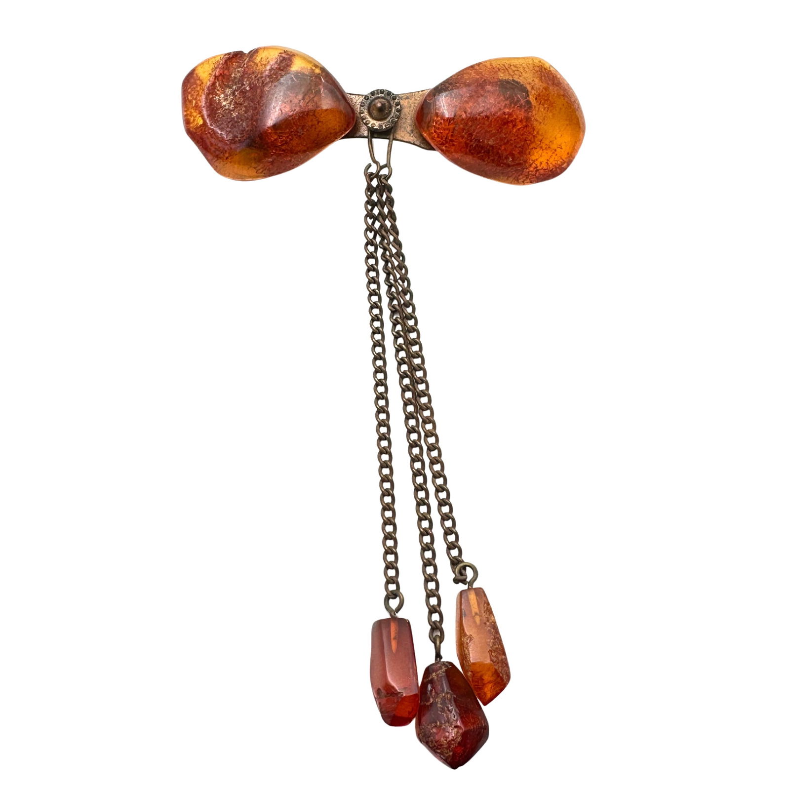 Vintage Natural Amber Bow Design Brooch Gold Tone (1 of 2)