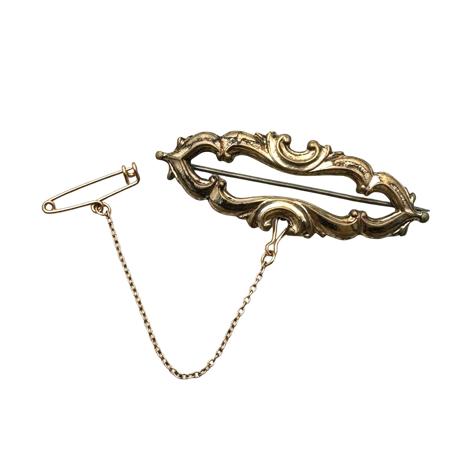 Antique Gold Filled Brooch with Safety Pin: Antique Gold Filled Brooch with Safety Pin