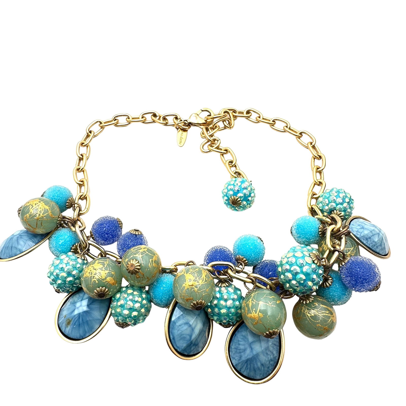 Artist Lenora Dame Cha Cha Bead Gold Tone Necklace: Artist Lenora Dame Cha Cha Bead Gold Tone Necklace