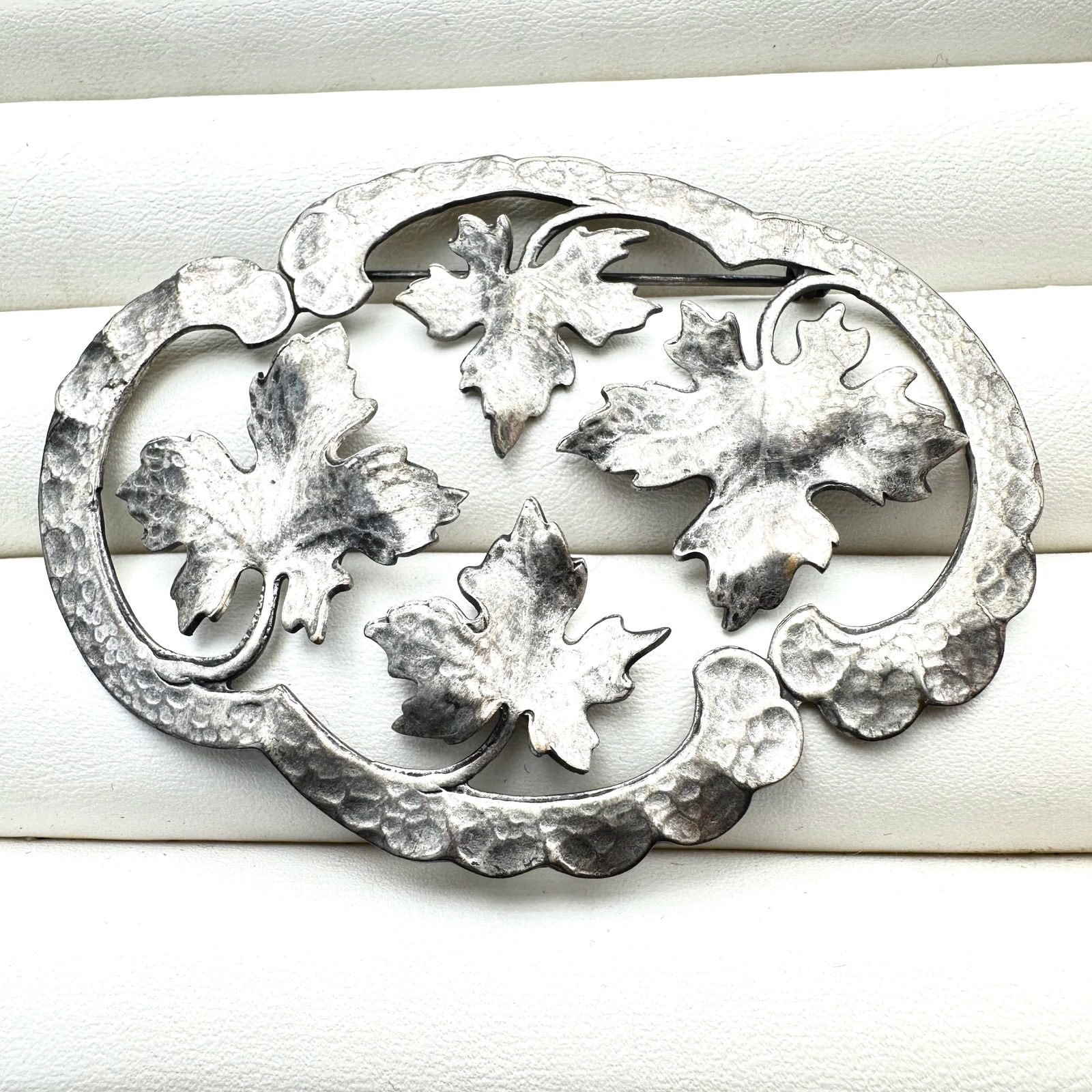 Vintage Sterling Silver Brooch Pin Leaf Design 2.75 Inch (1 of 2)