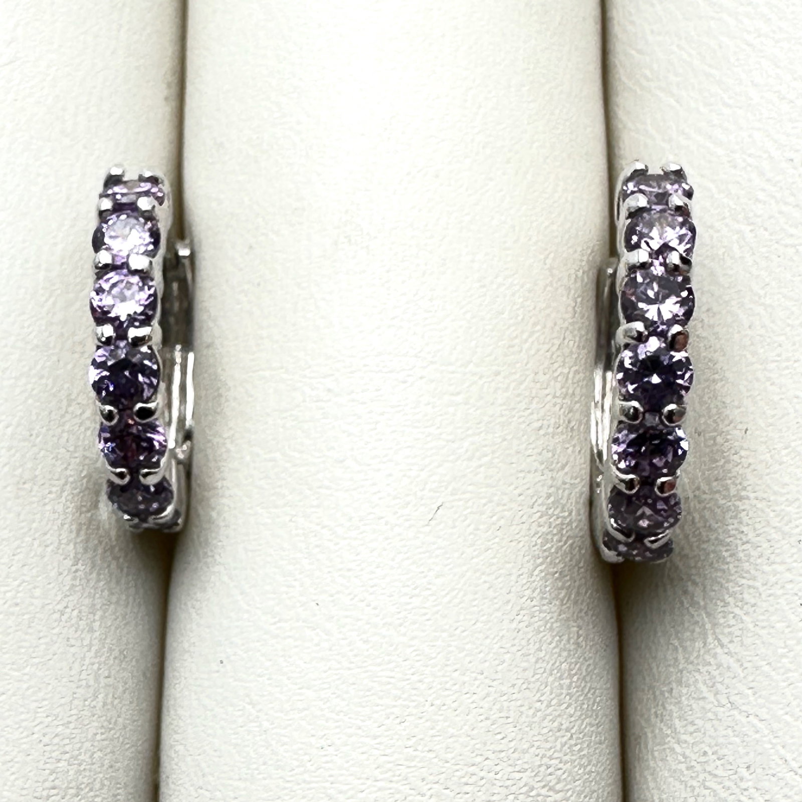 Sterling Silver Purple Amethyst 1/2 Inch Hoops Pierced: Sterling Silver Purple Amethyst 1/2 Inch Hoops Pierced