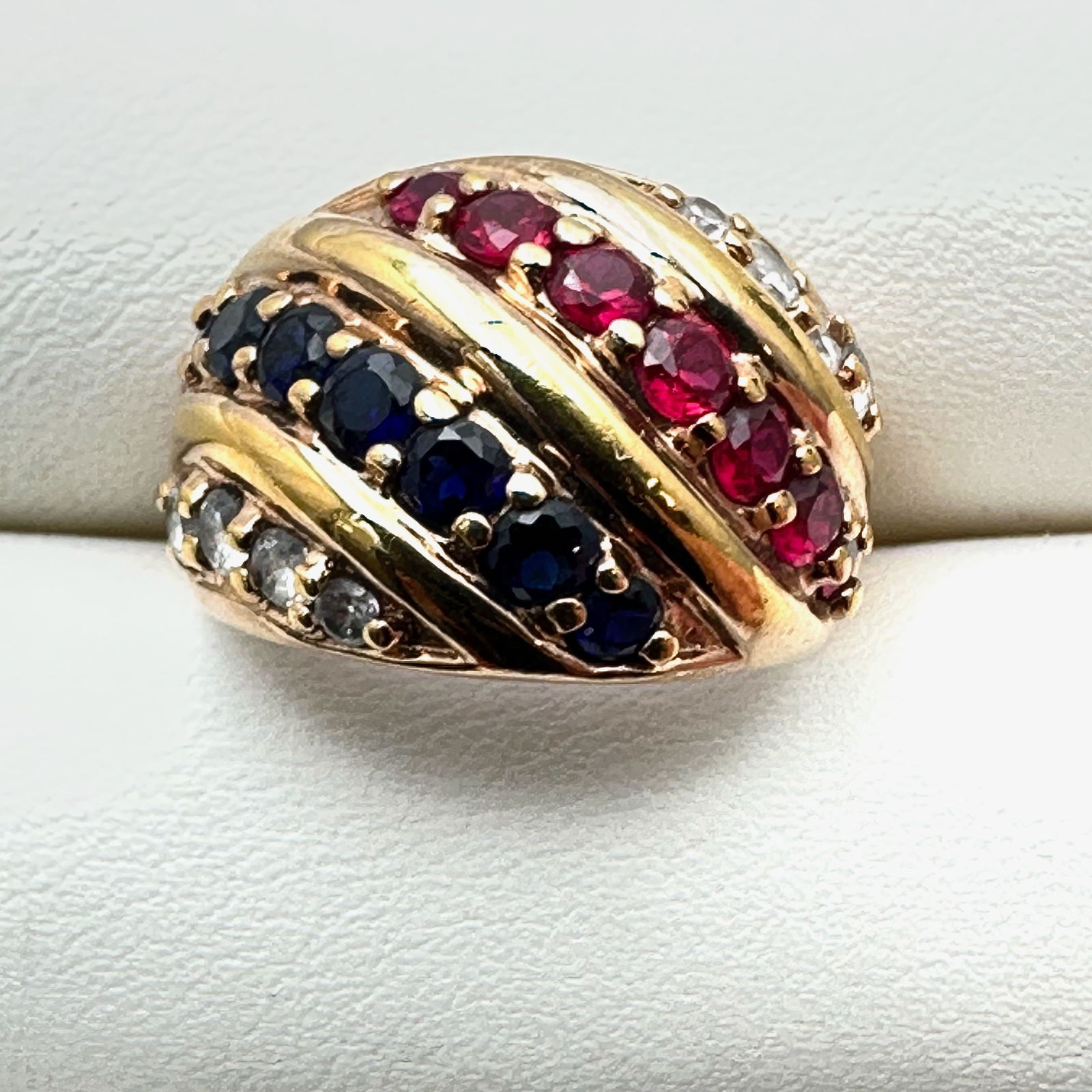Ross Simons Gold Over Sterling Silver Red White Blue Ruby Sapphire Ring Size 8 (1 of 2)