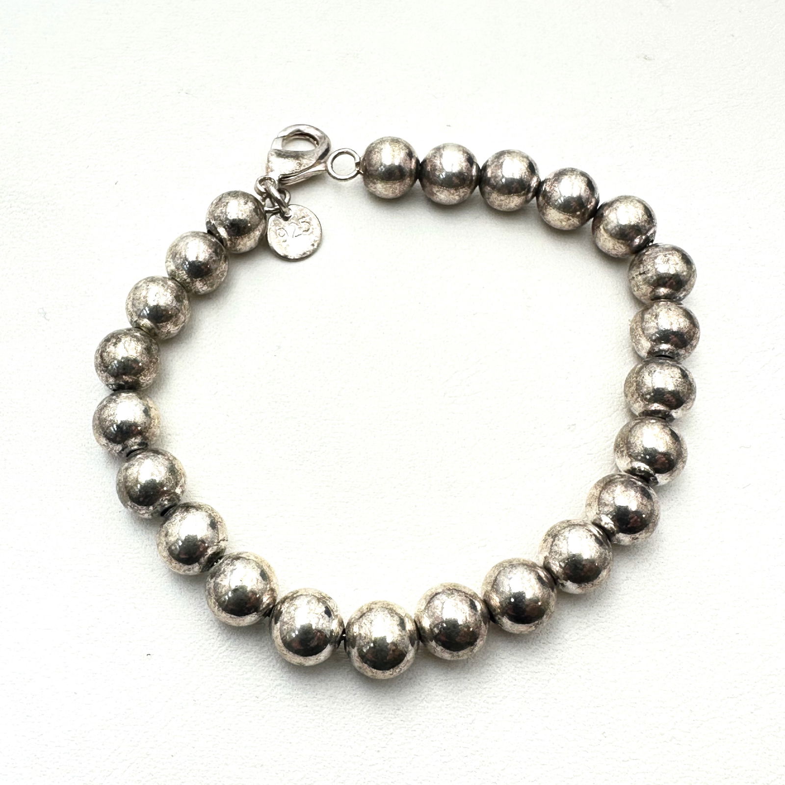 Sterling Silver Bead Bracelet 7.75 Inch 11 Grams (1 of 2)