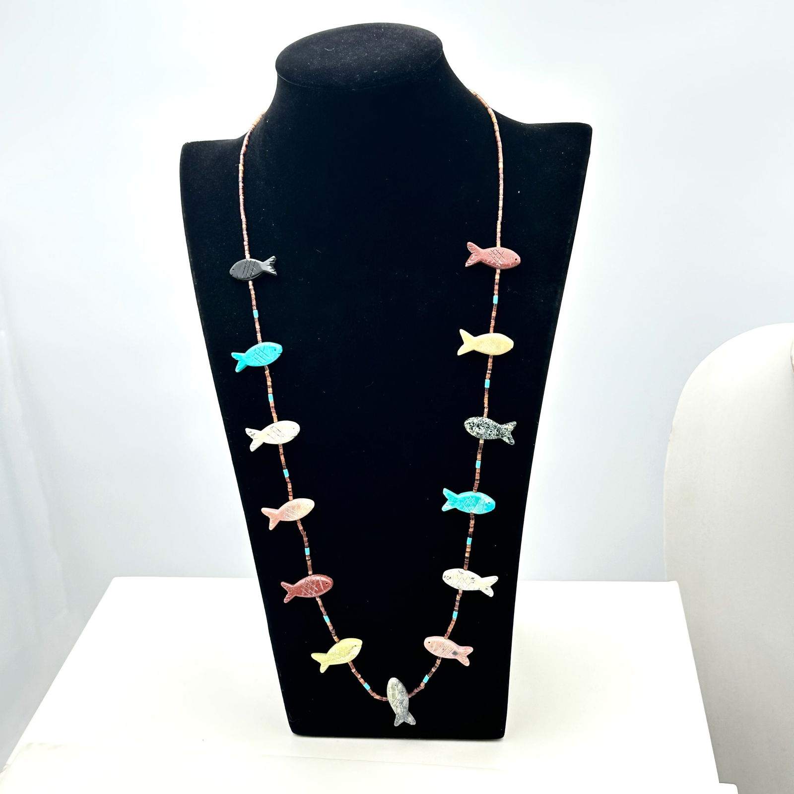 Native American Multi Gemstone Fetish Necklace Sterling Silver 28 Inch (1 of 2)